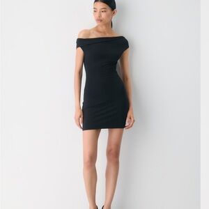 Aritzia Black Off-the-Shoulder Bodycon Mini Dress